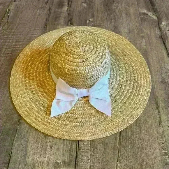 Janie and jack Girls sun hat. NWOT. Large, bow, adorable - Picture 1 of 3